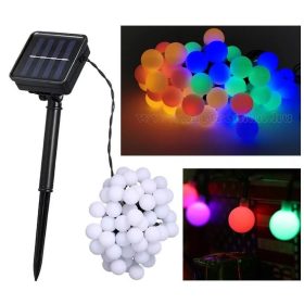   Kültéri napelemes fényfüzér, gömb kerti LED hangulat világítás MLED40-SOLAR-RGB Színes 