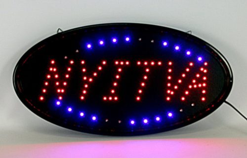 Világító LED Nyitva tábla Ovális