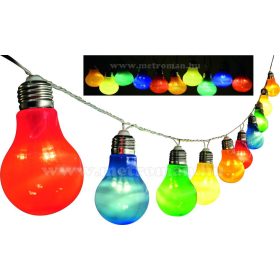   Kültéri, villanykörte LED fényfüzér, party fény, 10 gömb, 5 m, színes, LP 10/M