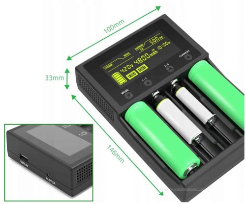 Li-ion akkumulátor töltő 18650 akkumulátorokhoz MLiiM4SUSB