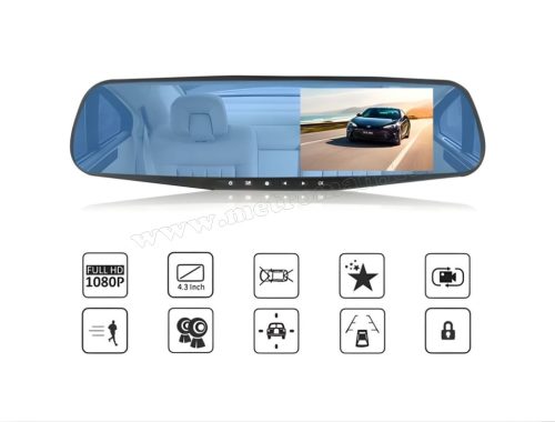 Autós kétkamerás DVR menetrögzítő és tolató kamera, MM011 FHD