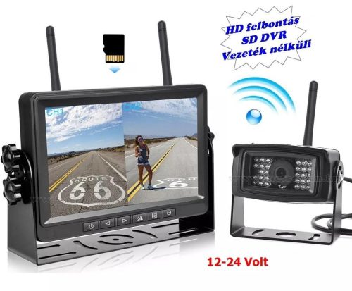 Digitális vezeték nélküli tolatókamera szett 7"-os HD LCD monitorral MM0205-HD 12/24 Volt
