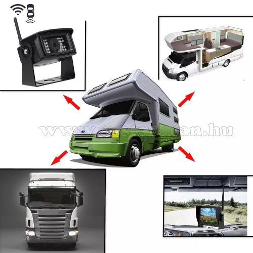 Digitális vezeték nélküli tolatókamera szett 7"-os HD LCD monitorral MM0205-HD 12/24 Volt