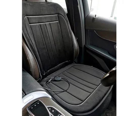 Autós ülésfűtés fűthető ülésborító fekete plüss MM045SZETT Kétüléses csomag