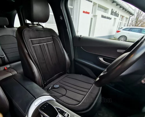 Autós ülésfűtés fűthető ülésborító fekete plüss MM045