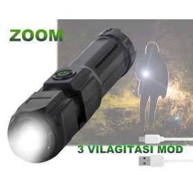 Zoom LED kézi elemlámpa MM08382USB