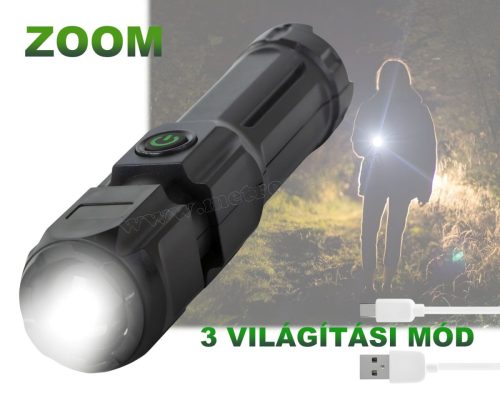 Zoom LED kézi elemlámpa MM08382USB