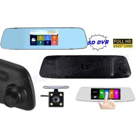   Érintőképernyős, visszapillantótükörbe épített menetrögzítő és tolatókamera M0843FHD