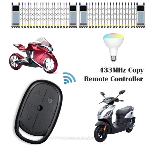 Univerzális tanuló távirányító kapunyitókhoz, riasztókhoz 433 MHz-es  MM1302A