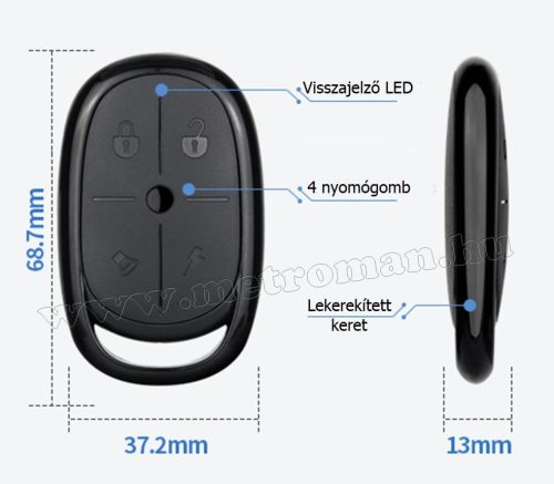 Univerzális tanuló távirányító kapunyitókhoz, riasztókhoz 433 MHz-es  MM1302A