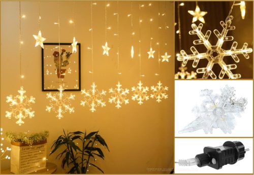 Karácsonyi LED fényfüzér csillag és hópehely M1326LEDMM