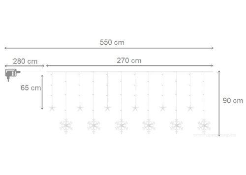Karácsonyi LED fényfüzér csillag és hópehely M1326LEDMM