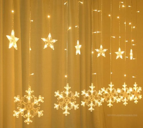 Karácsonyi LED fényfüzér csillag és hópehely M1326LEDMM