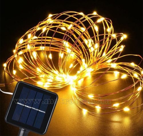 Napelemes kültéri fényfüzér, Kerti LED fényfüzér micro LED-es MM1394LED Meleg Fehér