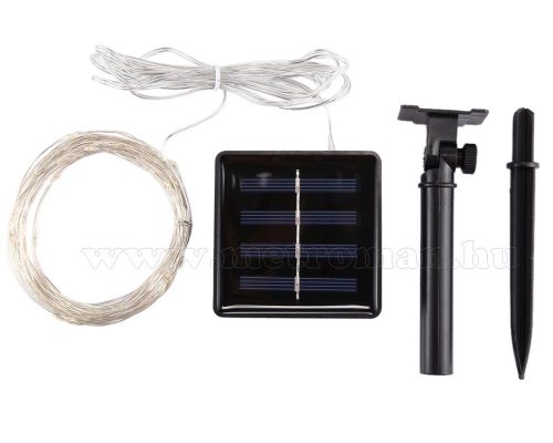 Napelemes kültéri fényfüzér, Kerti LED fényfüzér micro LED-es MM1394LED Meleg Fehér