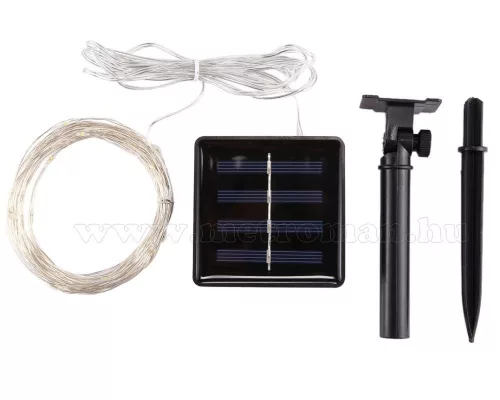 Napelemes kültéri fényfüzér, Kerti LED fényfüzér micro LED-es MM1395LED Hideg Fehér