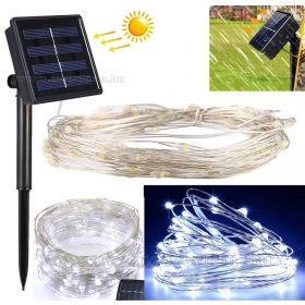   Napelemes kültéri fényfüzér, Kerti LED fényfüzér micro LED-es MM1398LED Hideg Fehér