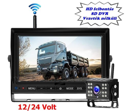 Digitális vezeték nélküli tolatókamera szett 7"-os HD LCD monitorral MM1401-HD 12/24 Volt