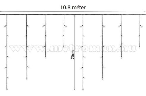Karácsonyi LED kültéri jégcsap fényfüzér 300 LED 10.8 méter M1520LED