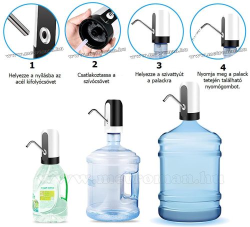 Akkumulátoros víz adagoló szivattyú, vizes palack szivattyú műanyag ballonra MM187A