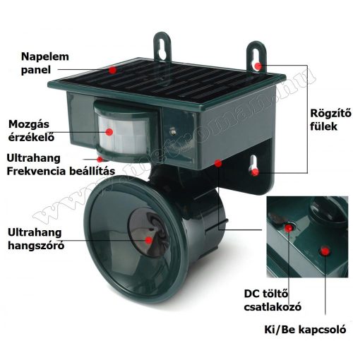 Napelemes Ultrahangos nagyteljesítményű multifunkciós kisállatriasztó MM2002-Solar