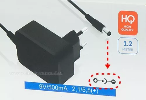 Tápegység kapcsolóüzemű hálózati adapter 9V/500mA MM3832