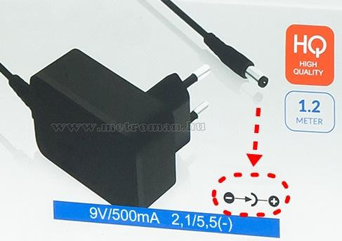 Tápegység, kapcsolóüzemű hálózati adapter 9V/500 mA