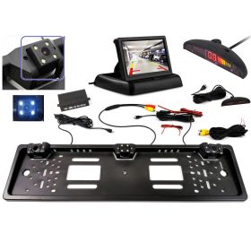   Autós univerzális rendszámtábla tolatókamera és tolatóradar LCD monitorral Mlogic MM4822LED-MR43