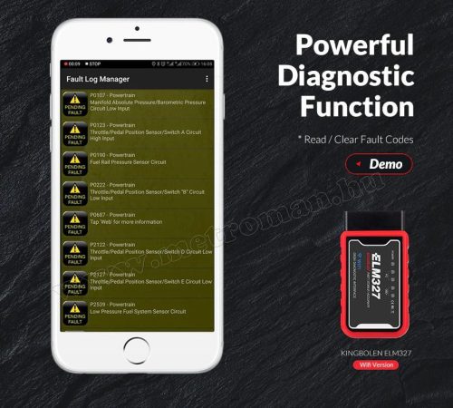 OBD2 ELM327 autó diagnosztikai hibakód olvasó és hibakód törlő WIFI interface MM5488-WIFI