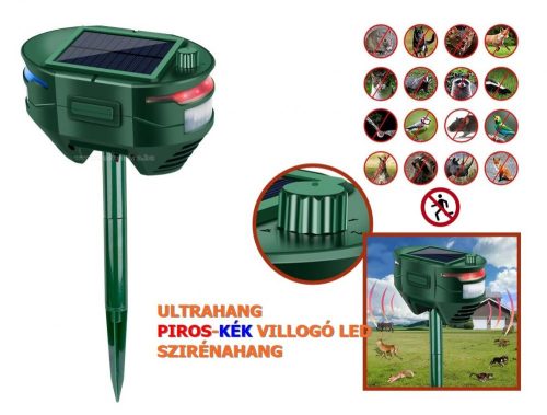 Multifunkciós Napelemes Ultrahangos  kisállatriasztó MM5501A-DUAL-Solar