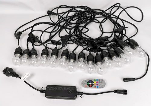 Retro Vintage gömb körte izzós kültéri kerti színes RGB és Hideg/Meleg fehér LED fényfüzér MM5736RGBLED