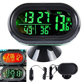  Digitális autós LCD külső-belső hőmérő és óra Voltmérővel M7009V
