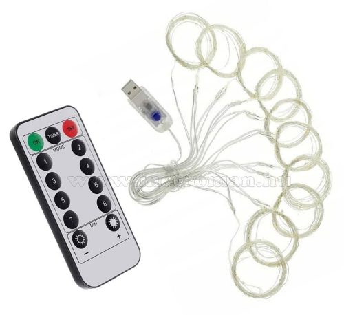Karácsonyi LED fényfüggöny USB tápcsatlakozású 300 LED 3x3 méter MM7216USB Meleg Fehér