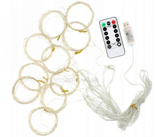 Karácsonyi LED fényfüggöny USB tápcsatlakozású 300 LED 3x3 méter MM7216USB Meleg Fehér