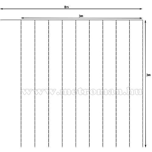 Karácsonyi LED fényfüggöny USB tápcsatlakozású 300 LED 3x3 méter MM7216USB Meleg Fehér