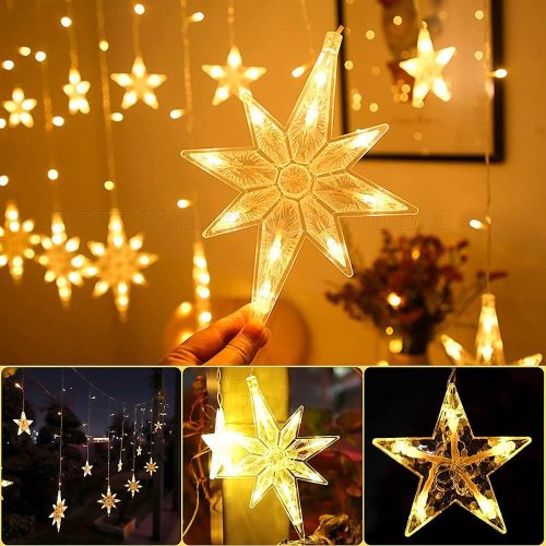 Karácsonyi LED Csillag fényfüzér USB tápcsatlakozású 138 LED MM7226USB Meleg Fehér