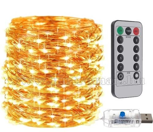 Karácsonyi kültéri LED fényfüzér USB tápcsatlakozású 300 LED 30 méter MM7241USB Meleg Fehér