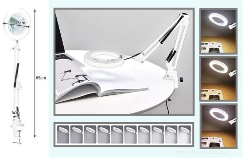 Nagyítós asztali lámpa LED világítással fehér MM894LED