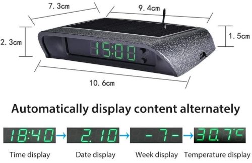 Autós napelemes digitális hőmérő és óra MM966201A-Solar