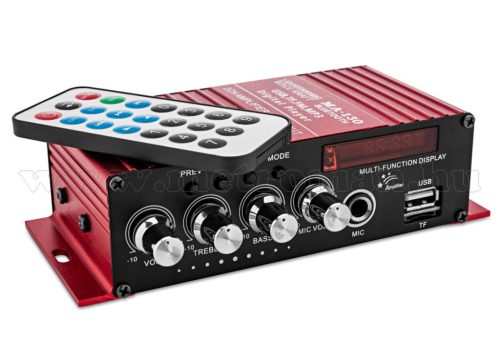 Autós USB/SD MP3 Bluetooth erősítő mikrofon bemenettel MA-130BT