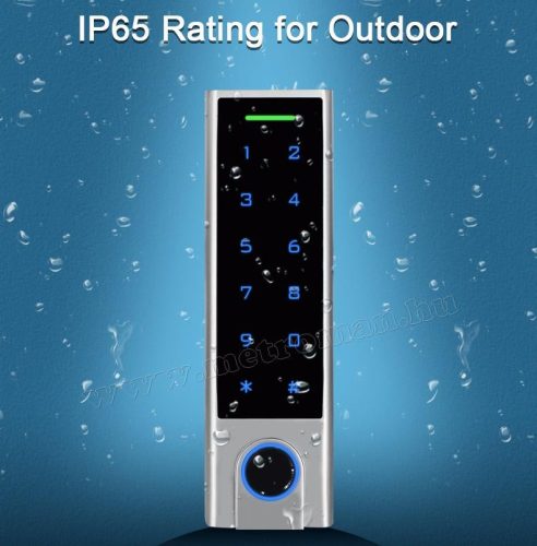 Vezeték nélküli Kódos Kártyás és Ujjlenyomat olvasós beléptető szett mágneszárral, távirányítóval MMA95W-RFID