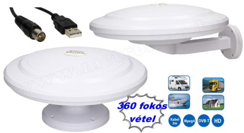 Autó, lakókocsi, lakóautó és kemping DVB-T TV antenna Mistral ANT04