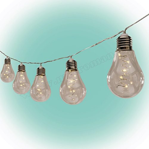 Körte izzó formájú, elemes LED fényfüzér ML 10 GLOBE