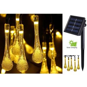   Kültéri napelemes LED fényfüzér, kerti fényfüzér és hangulat világítás,  MLED100EMF Melegfehér Esőcsepp