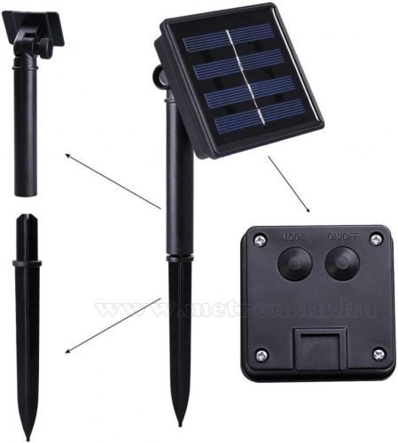 Kültéri napelemes LED fényfüzér, kerti fényfüzér és hangulat világítás,  MLED100EMF Melegfehér Esőcsepp