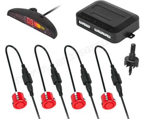 Tolatóradar Extra szenzorral, LED kijelzővel MM-0104R Piros