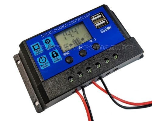 Napelem töltésvezérlő 12-24V 30/10A MM21091PWM-6C