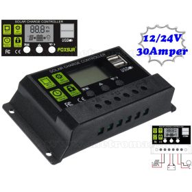 Napelem töltésvezérlő 12-24V 30A MM21093PWM