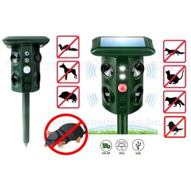   Napelemes Ultrahangos nagyteljesítményű multifunkciós kisállatriasztó MM2501A-QUAD-Solar