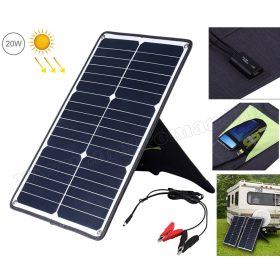   Hordozható 20W napelem, napelemes 12V és USB akkutöltő Haweel MM2748B